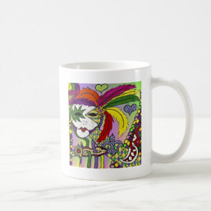 Psychedelische Mardi Gras Feder Maske Kaffeetasse
