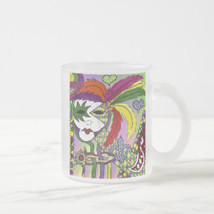 Psychedelische Mardi Gras Feder Maske Mattglastasse