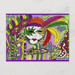 Psychedelische Mardi-Gras-Federmasken-Geschenke Be Postkarte