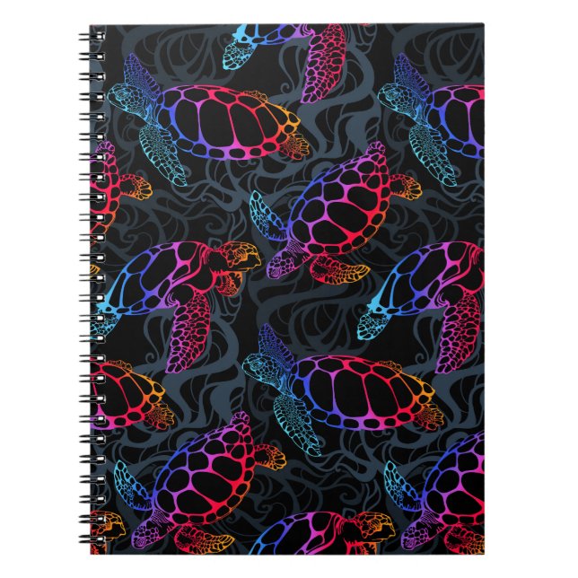 Psychedelische Meeresschildkröte: Boho Ocean Notizblock (Vorderseite)