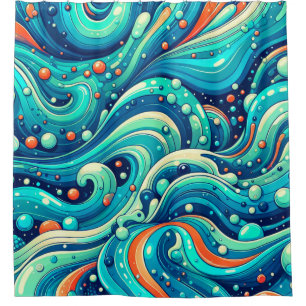 "Psychedelische Meereswellen" Duschvorhang