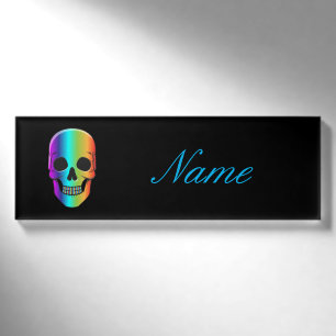 Psychedelische menschliche Schädel Thunder_Cove Namenschild