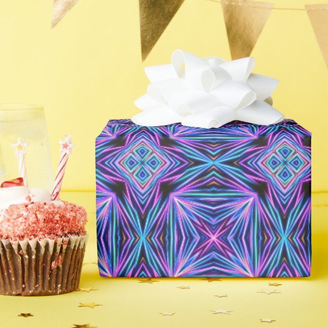 Psychedelische Neon-Abstract-Explosion Geschenkpapier (Geburtstagsparty)