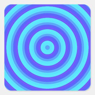 Psychedelische Neon Blue Circles Quadratischer Aufkleber