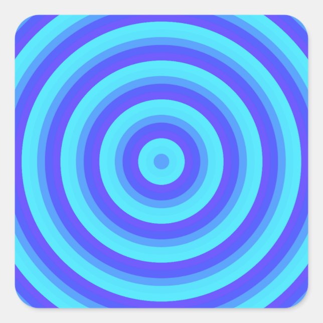Psychedelische Neon Blue Circles Quadratischer Aufkleber (Vorderseite)