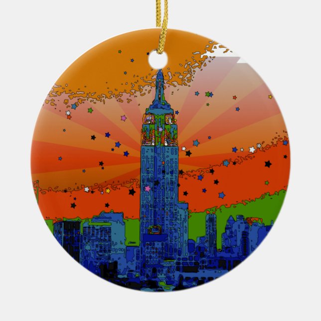 Psychedelische NYC: Empire State Gebäude #3 Keramik Ornament (Vorne)