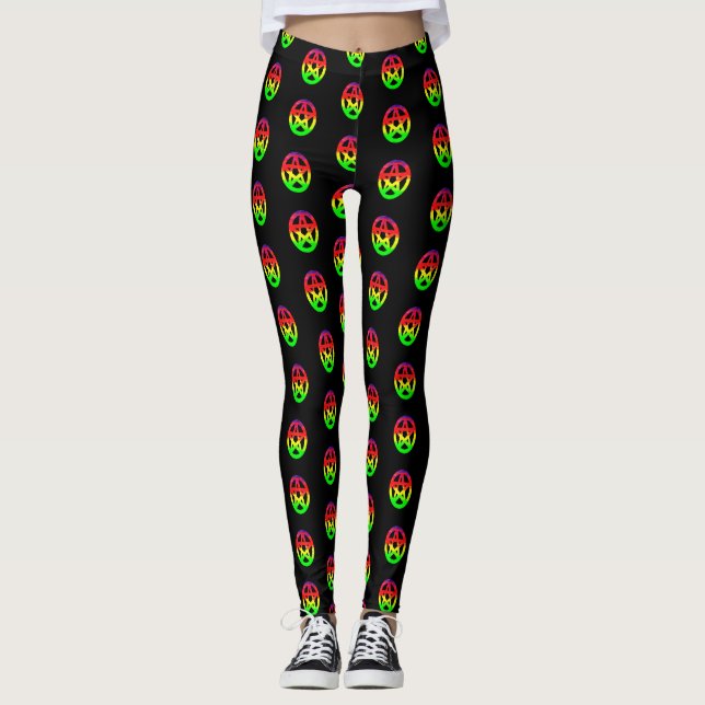 Psychedelische Pentagramm Leggings (Vorderseite)