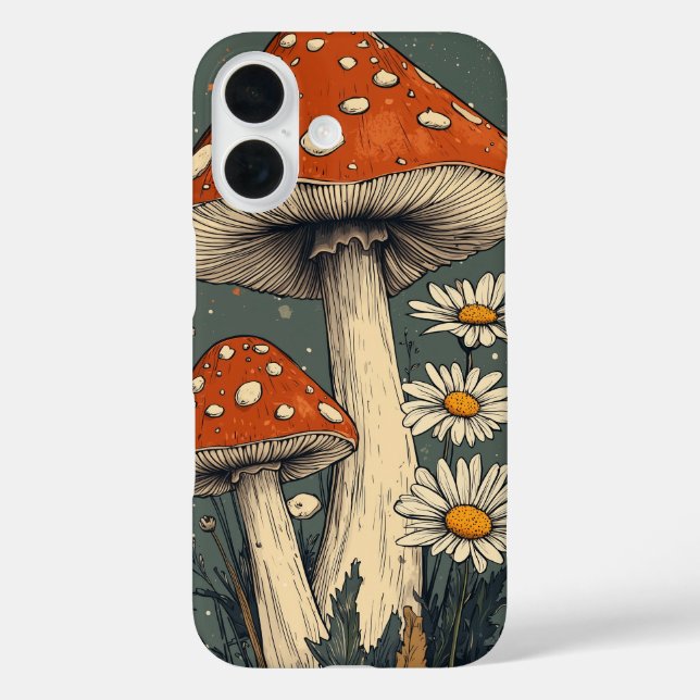 Psychedelische Pilze-Handy-Fall iPhone 16 Hülle (Rückseite)