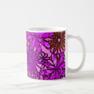 Psychedelische Pink & Purple Blumen Tasse