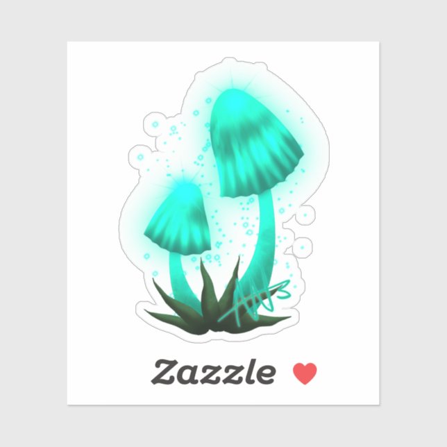 Psychedelische Pixie Cap Glasan Cyan Mushroom Cut Aufkleber (Blatt)