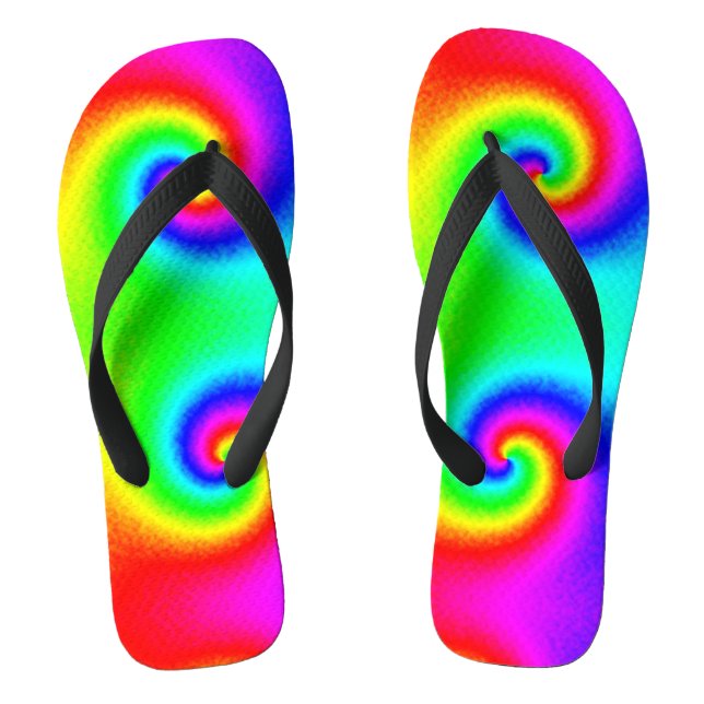 Psychedelische Regenbogen-Spirale der Transformati Flip Flops (Fußbett)