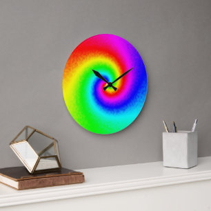 Psychedelische Regenbogen-Spirale der Transformati Große Wanduhr