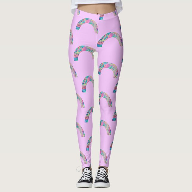 Psychedelische Regenbogen und Unicorns Thunder_Cov Leggings (Vorderseite)