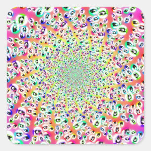 Psychedelische Regenbogenaugen Mandala Quadratischer Aufkleber
