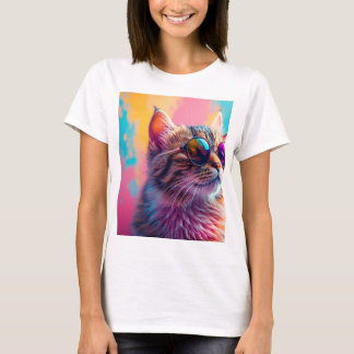 "Psychedelische Regenbogenkatze mit Sonnenbrille - T-Shirt
