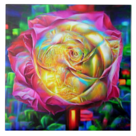Psychedelische RegenbogenRose Fliese