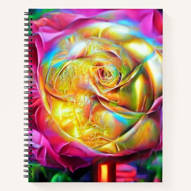 Psychedelische RegenbogenRose Notizbuch (Vorderseite)