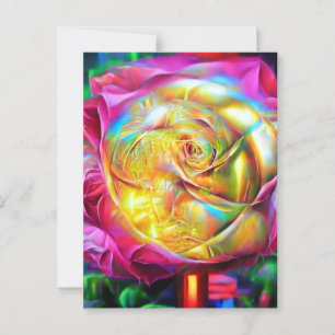 Psychedelische RegenbogenRose Postkarte