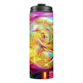 Psychedelische RegenbogenRose Thermosbecher