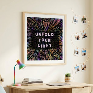 Psychedelische Regenbogenwirbel Motivations-Typogr Poster