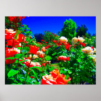 Psychedelische Rose Garden Poster