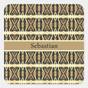 Psychedelische Schattenmenschen in Gold, kundenspe Quadratischer Aufkleber