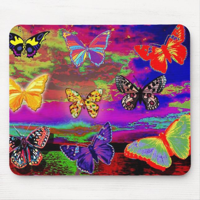 psychedelische Schmetterlinge Mousepad (Vorne)