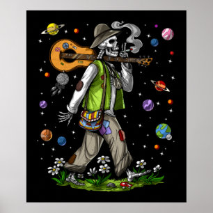 Psychedelische Skeleton-Hippie Poster
