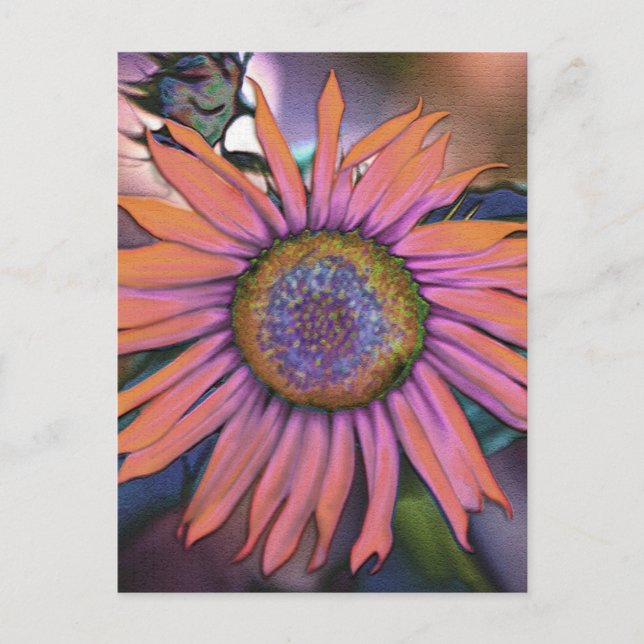 Psychedelische Sonnenblume neu Postkarte (Vorderseite)