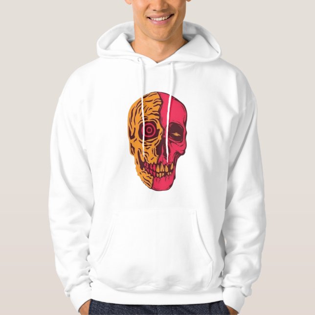Psychedelische Split-Schädel-Kunst Hoodie (Vorderseite)