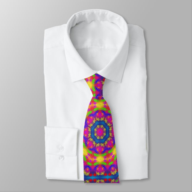 Psychedelische Splodge Mandala Pattern Krawatte (Gebunden)