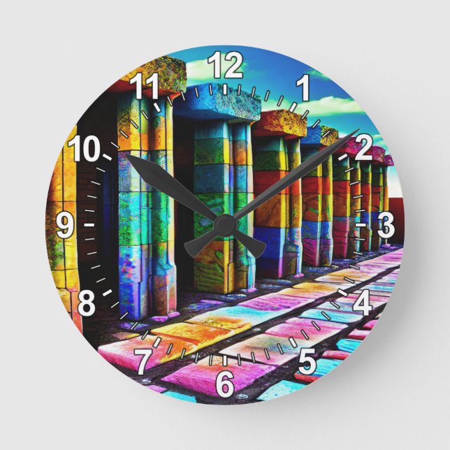 Psychedelische Steine Runde Wanduhr (Vorderseite)