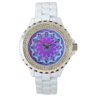 Psychedelische Sterne, Abstraktes Violett, Lila Gl Armbanduhr