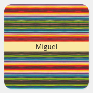 Psychedelische Stoffe mexikanisches Muster Quadratischer Aufkleber
