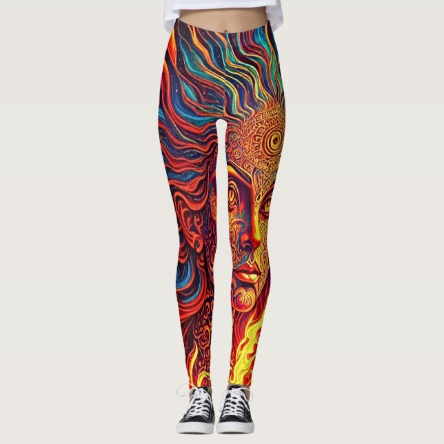 Psychedelische Sun Goddess Leggings (Vorderseite)