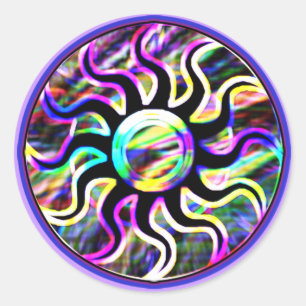Psychedelische Sun- und Mond-Aufkleber Runder Aufkleber
