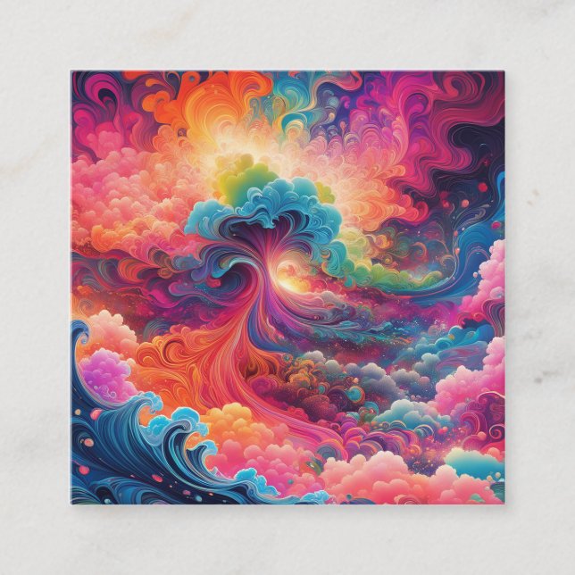 Psychedelische, surealistische, farbige Kunst ist  Quadratische Visitenkarte (Vorderseite)