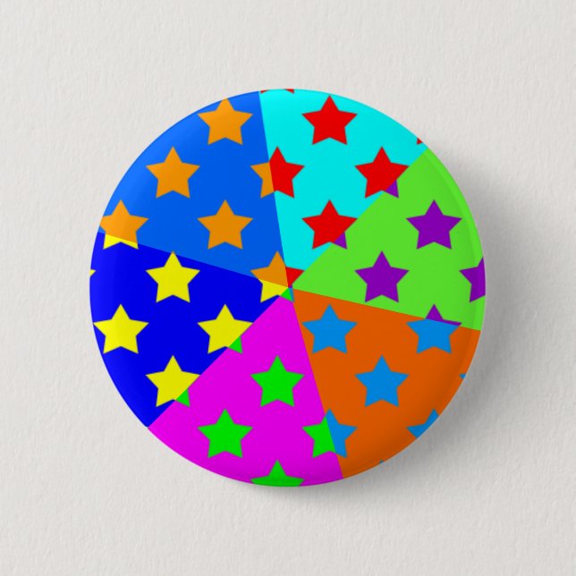 Psychedelische Süßigkeits-Sterne Button (Vorderseite)