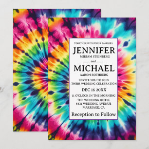 Psychedelische Tie-Dye-Hochzeitseinladungen Einladung