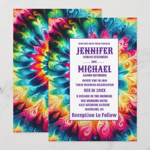 Psychedelische Tie-Dye-Hochzeitseinladungen Einladung