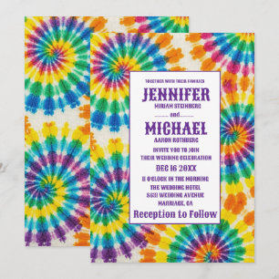 Psychedelische Tie-Dye-Hochzeitseinladungen Einladung