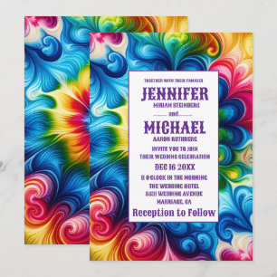 Psychedelische Tiedye-Hochzeitseinladungen Einladung