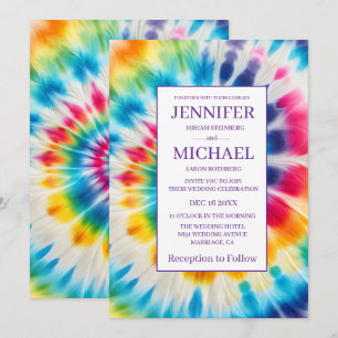 Psychedelische Tiedye-Hochzeitseinladungen Einladung