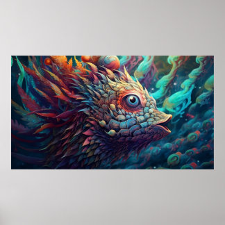 Psychedelische Trippy-Kreatur Poster