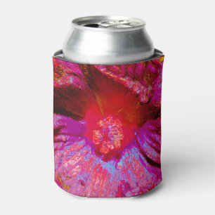 Psychedelische Trippy Retro Red Hibiskus Blume Dosenkühler
