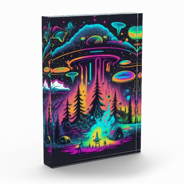 Psychedelische UFO Fantasy Art Fotoblock (Links)