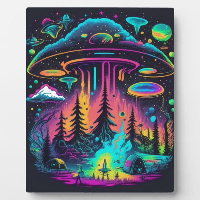 Psychedelische UFO Fantasy Art Fotoplatte (Vorderseite)