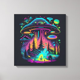 Psychedelische UFO Fantasy Art Leinwanddruck