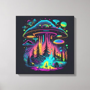 Psychedelische UFO Fantasy Art Leinwanddruck