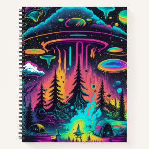 Psychedelische UFO Fantasy Art Notizbuch